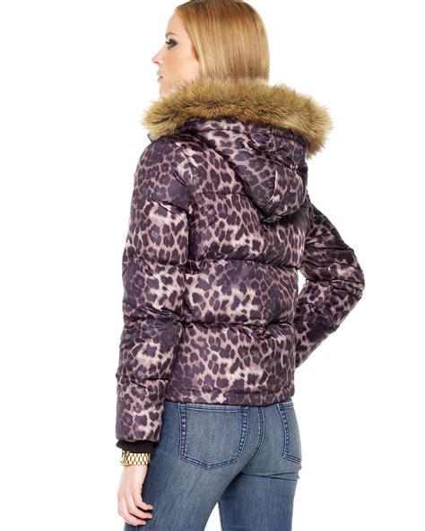 michael kors leopard print puffer coat|michael kors puffer coat packable.